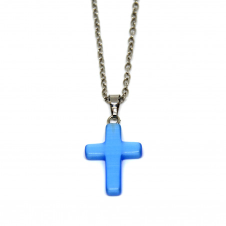 Pendentif crucifix bleu clair