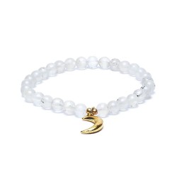 Bracelet en pierre de lune avec petite lune en breloque